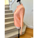 Vintage Handmade Crochet Knit Peach Orange Button Long Sleeve Cardigan Photo 1
