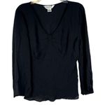 Allison Taylor  Black V-neck 100% Silk Blouse XL Photo 0