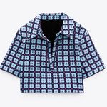 ZARA NWT  GEOMETRIC PRINT CROP POLO TOP BLOGGERS FAV FLORAL MEDIUM Photo 5