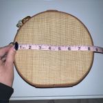 JustFab Resin Handle Canteen Crossbody Bag Cognac Multi Faux Leather Straw Boho Photo 9