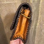 Vintage Brown Boho Hand Tooled Leather Mini Satchel Purse Without A Strap Brown Photo 2