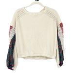 Forever 21  Womens Boho Artsy Waffle Knit Lace‎ Crochet Balloon Sleeve Top Size S Photo 1