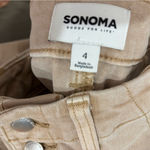 SONOMA Button fly high rise wide leg cargo khaki color pants denim size 4 tan Photo 5