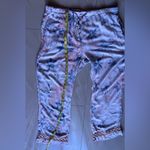 Wide Leg Palazzo Pants Pull On Snake Skin Print Floral M Pockets Elastic Tie Silver Size M Photo 8