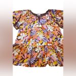 Tallulah Kate Puff Sleeve Bright Floral Tiered Mini Shift Dress 2X Orange Photo 10