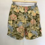 Gloria Vanderbilt Vintage floral green yellow pink blue jean shorts M elastic Photo 5