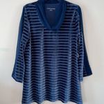 Soft Surroundings Meri Velvet Burnout Tunic Stripe Chiffon Cowl Neck Size Medium Photo 0