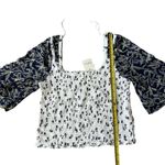 Free People  XL Oversized Bell Sleeve Smocked Crop Top Blue Ditzy Floral Coquette Photo 6