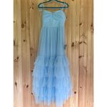 Lulus NWT  Endlessly Darling Light Blue Mesh Tiered Tie-Strap Maxi Dress Size S Photo 2