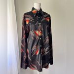 Vintage ‘70s Multicolored Disco Oversized Lapel Button Down Shirt Black Size XL Photo 4