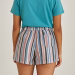 Linen High Waist Blue and Pink Striped Shorts Photo 1