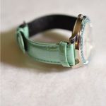 Vintage Avon Blue Adjustable Leather Band Lt.Blue Rhinestone Watch Works Photo 2