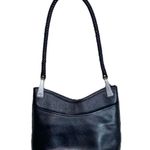 Brighton VTG 90s Y2K Gina Black Pebbled & Croc Embossed Trim Leather Hobo Purse Photo 2