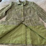 Dialogue  Olive Houndstooth Tweed Trench Coat Size 10 Photo 10