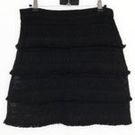 Joie  Serena Fringe Mini Skirt in Black Caviar Woven Knit Loop Trim size 4 NWT Photo 3