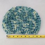Blue Cable Knit Y2K Vintage Hippy Cottage Boho Beret Bucket Beanie Cap Hat Photo 4