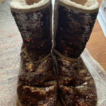 UGG  Boots Mid Calf Women Size 7 Sparkling Sequin Shoes Gold Brown Footwear Photo 0
