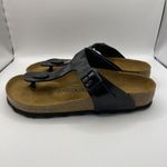 Birkenstock ‎ Black Faux Patent Leather Gizeh Sandals Made in Germany Sz EU 37 W6 Photo 6