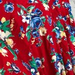 Vintage Floral Fit Flair MIDI Skirt Sz 12 Pockets Red White Blue 90s Spring Photo 9