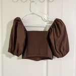 Abercrombie & Fitch Brown Square Neck Puff Sleeve Blouse-Size Small Photo 2