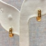 Sparkling Rose Gold Tone CZ Hoop Earrings Minimalist Modest Everyday Glam Photo 3