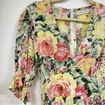 Faithfull the Brand Yellow Pink Floral Romper Womens 2 Puff Short Sleeve Ana Photo 1