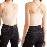 Madewell  Velvet Racerback Rose Tan Bodysuit Scoop Neck Thong Top Womens Medium Photo 3