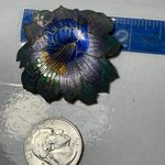 Vintage Cloisonne Enamel Hibiscus Flower Brooch Photo 2