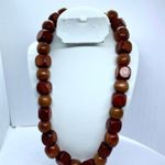 Handmade Wooden Beaded Necklace Cherry-tone Wood Photo 0