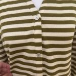 LOGO Lori Goldstein Cozy Feminine Striped Thermal Knit Cardigan Lace Trim Sz XL Green Photo 1