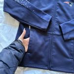 Reebok Vintage Y2K New England Patriots Jacket Women Size Medium Blue White  NFL Photo 3
