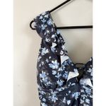 A pea in the pod NWT Maternity Navy Blue Floral Ruffle One Piece Swimsuit Small Photo 2
