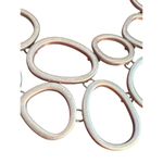 Silver Tone Statement Necklace Adjustable Chain Abstract Oval Links Open Work Photo 1