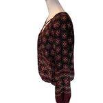 Harlowe $ Graham Harlowe & Graham Black with Red, Tan, White Regal Print Long Sleeve Blouse S Photo 2