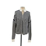 Madewell  Ribbed Half-Zip Sweater in Stripe‎ Ivory White Navy Blue Size XXL Photo 2