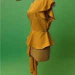 L.N.V. Elegant yellow Asymmetrical women’s blouse Photo 4