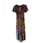 Anthropologie  Somerset Maxi Dress XXS Purple Velvet Tiered Smocked Gown Coquette Photo 6