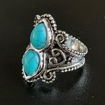 Turquoise stone silver ring size 5 Photo 1
