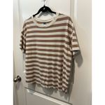 Old Navy Striped T Shirt Womens Size L Brown White Crew Neck Short Sleeve Casual Photo 1