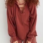 Aerie  Sunday Soft Lace Up Hoodie Size XS Burnt Orange Oversized Photo 1
