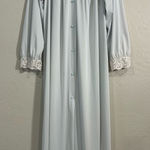 Vintage 1970s Shadowline Baby Blue Lace Trim Nylon Robe Small Long Lingerie Photo 0