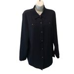 J.Jill  Wearever Button-Front Belted Woven Jacket Navy Size M Business Casual Photo 1