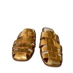 Franco Sarto NEW Square Toe Bartis Fisherman Slip On Slide Sandal Gold Photo 3