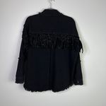 ZARA Fringe Black Denim Oversized Jacket with Rhinestones-Women’s Size xsmall Photo 7