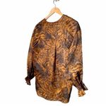 ALLSAINTS NWT Penny Grizedale Cat Print Silk Blouse Copper Black Size 0 | XS NEW Photo 6
