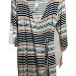 Loveappella New NWT Stitch Fix faux wrap dress striped V neck L Large Photo 0