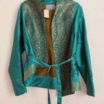 Teal and Gold Patterned Jacket Blue Photo 0