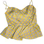 ZARA ‎ top Gray and Yellow women’s medium Polka Dot Camisole peplum Photo 0