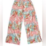 Tropical Leaf Print Wide Leg Beach Pants Boho Resort Vacation Trousers Sz M Pink Size M Photo 2