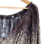 Free People  So Divine Off The Shoulder Romper in Brown Cream Paisley Print, XS‎ Photo 4